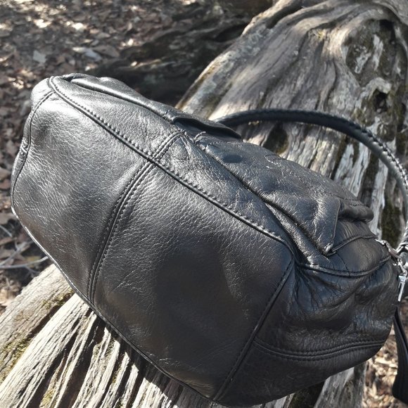 Genuine Leather Hobo Bag Biker Chick Zipper Pockets Pouches - Picture 14 of 16